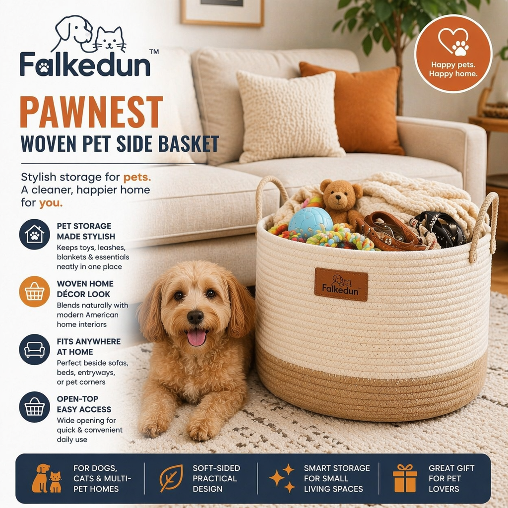 Falkedun™ PawNest Woven Pet Side Basket